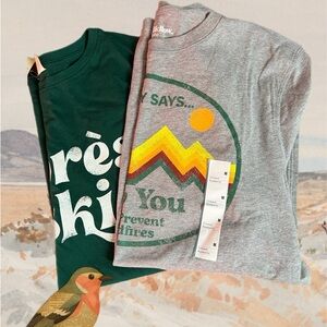 Gray and Green Graphic Tees